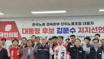 한국노총 중앙은 이재명, 경북본부는 김문수 선택